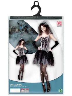 3-delig kostuum "Skelebride" zwart/wit