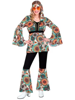 3-delig kostuum "60's" zwart/meerkleurig