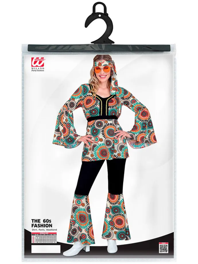3-delig kostuum "60's" zwart/meerkleurig