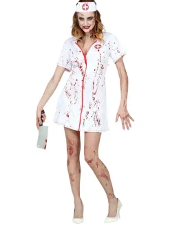 2-delig kostuum "ZOMBIE NURSE" wit