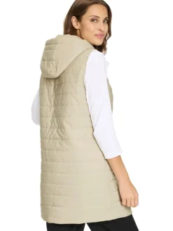 Doorgestikte bodywarmer zandkleurig