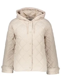 Doorgestikte jas beige