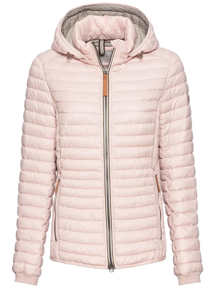 Doorgestikte jas beige