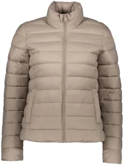 Doorgestikte jas beige