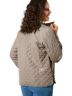 Doorgestikte jas beige