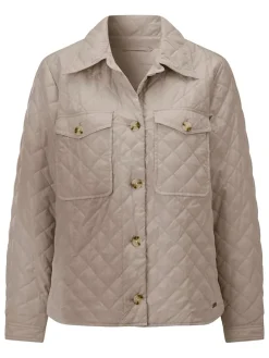 Doorgestikte jas beige