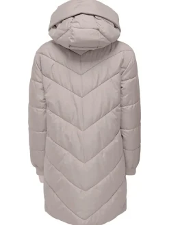 Doorgestikte jas beige