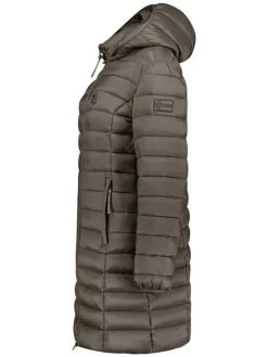 Doorgestikte mantel "Atikotal" kaki