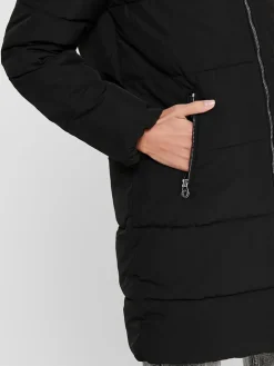 Doorgestikte mantel "Dolly" zwart