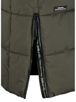 Doorgestikte mantel kaki