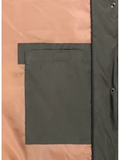 Doorgestikte mantel kaki