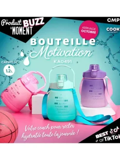 Drinkfles paars/turquoise/roze - 1,2 l (verrassingproduct)