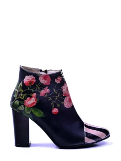 Enkellaarzen donkerblauw/roze