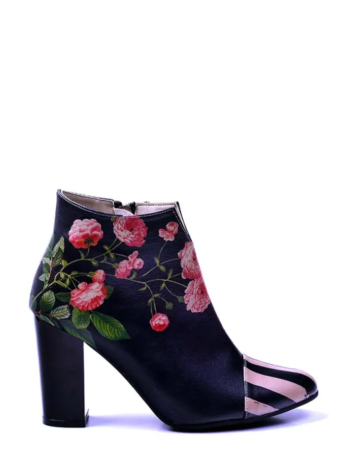 Enkellaarzen donkerblauw/roze