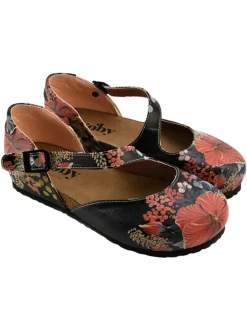 Enkelsandalen zwart/meerkleurig