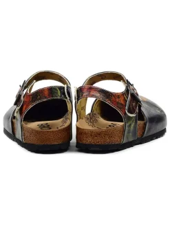Enkelsandalen zwart/meerkleurig