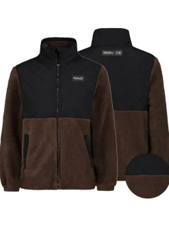 Fleece vest donkerbruin/zwart