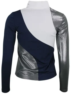 Functionele longsleeve donkerblauw/zilverkleurig/wit