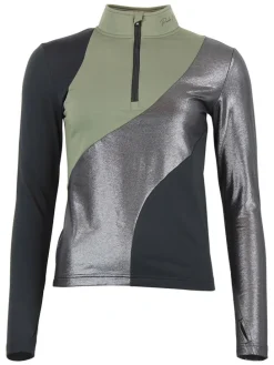Functionele longsleeve kaki/zilverkleurig/zwart