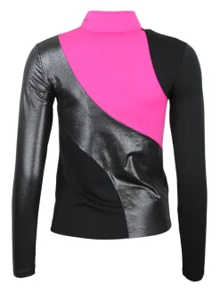 Functionele longsleeve zilverkleurig/zwart/roze