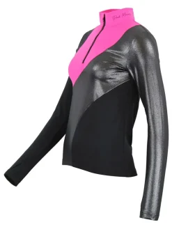 Functionele longsleeve zilverkleurig/zwart/roze