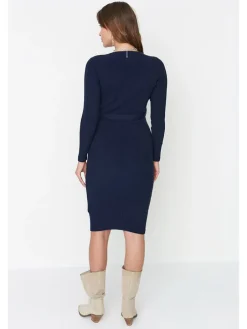 Gebreide jurk donkerblauw