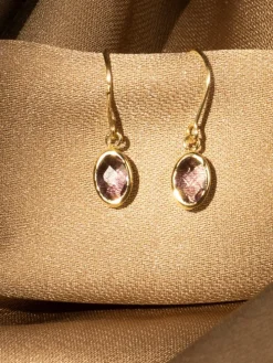 Gouden oorhangers "Rose kai" met edelstenen