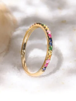 Gouden ring "Colorful love" met edelstenen