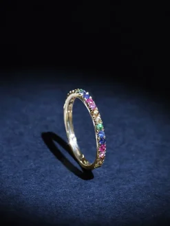 Gouden ring "Colorful love" met edelstenen