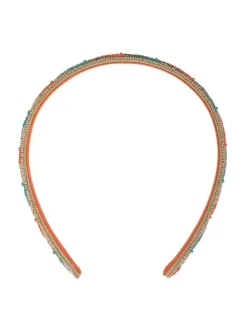 Haarband goudkleurig/turquoise/oranje