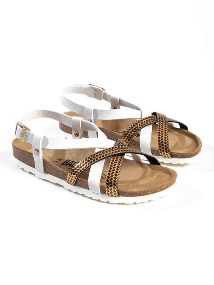 Haksandalen "Veracruz" wit/goudkleurig