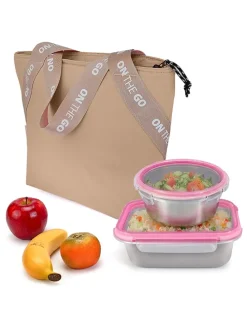Isoleerlunchtas "On the go" beige - (B)33,5 x (H)24 x (D)14 cm