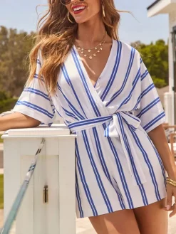 Jumpsuit blauw/crème