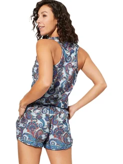 Jumpsuit blauw/wit