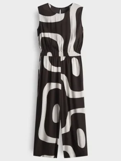 Jumpsuit bruin/wit
