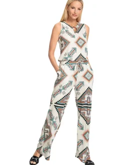 Jumpsuit crème/meerkleurig