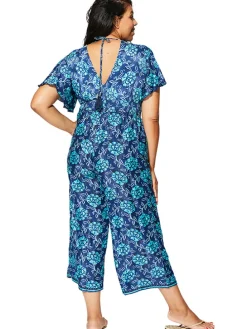 Jumpsuit donkerblauw/turquoise