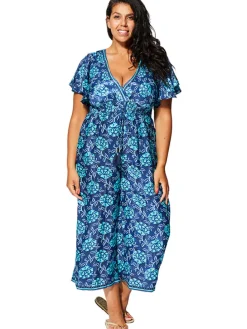 Jumpsuit donkerblauw/turquoise