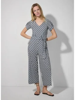Jumpsuit donkerblauw/wit
