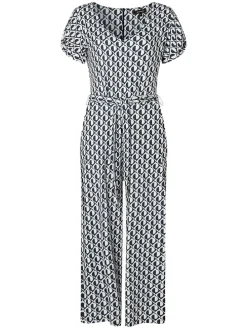 Jumpsuit donkerblauw/wit