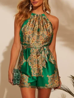 Jumpsuit groen/beige