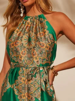Jumpsuit groen/beige