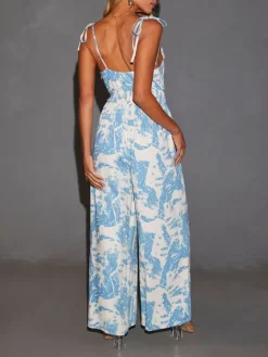 Jumpsuit lichtblauw/wit