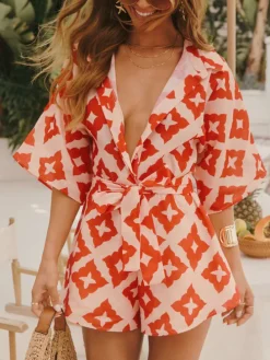 Jumpsuit oranje/roze