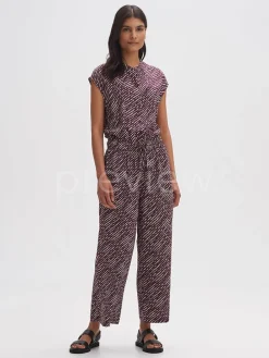 Jumpsuit pruimkleurig/wit/zwart