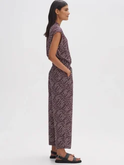 Jumpsuit pruimkleurig/wit/zwart