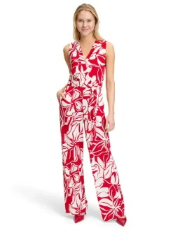 Jumpsuit rood/crème