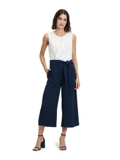 Jumpsuit wit/donkerblauw