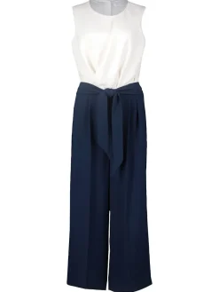 Jumpsuit wit/donkerblauw