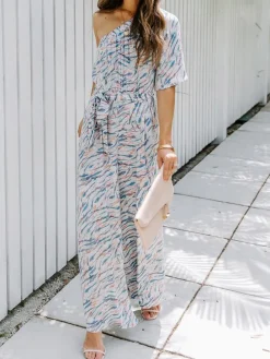 Jumpsuit wit/meerkleurig